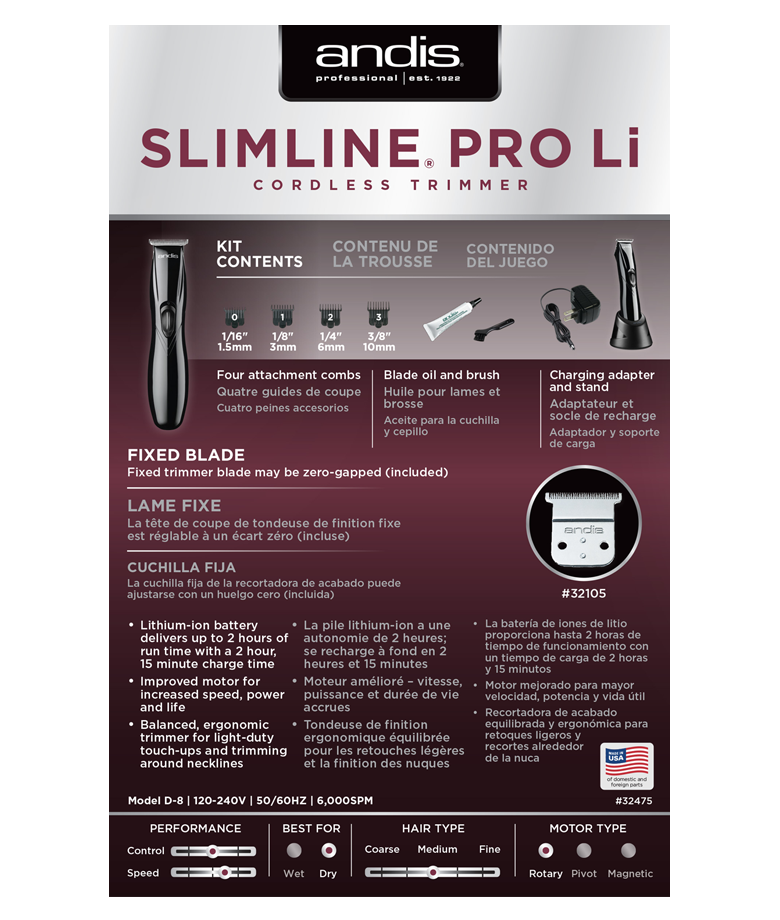 Load image into Gallery viewer, Andis D8 Slimline Pro Li Trimmer Black - Beautopia Hair &amp; Beauty
