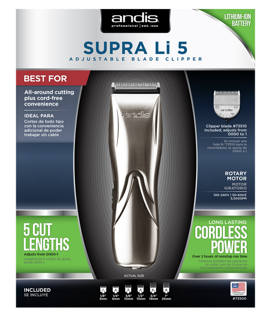 Andis Supra Li 5 Adjustable Blade Cordless Clipper - Beautopia Hair & Beauty