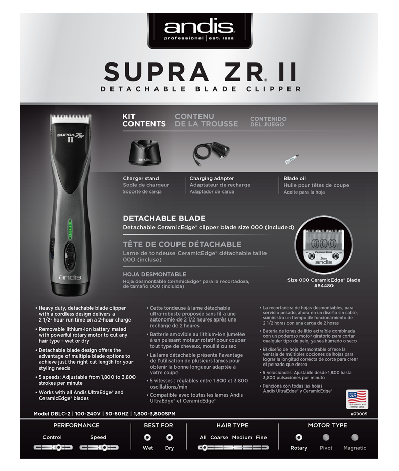 Load image into Gallery viewer, Andis Supra ZR II Cordless Detachable Blade Clipper - Beautopia Hair &amp; Beauty
