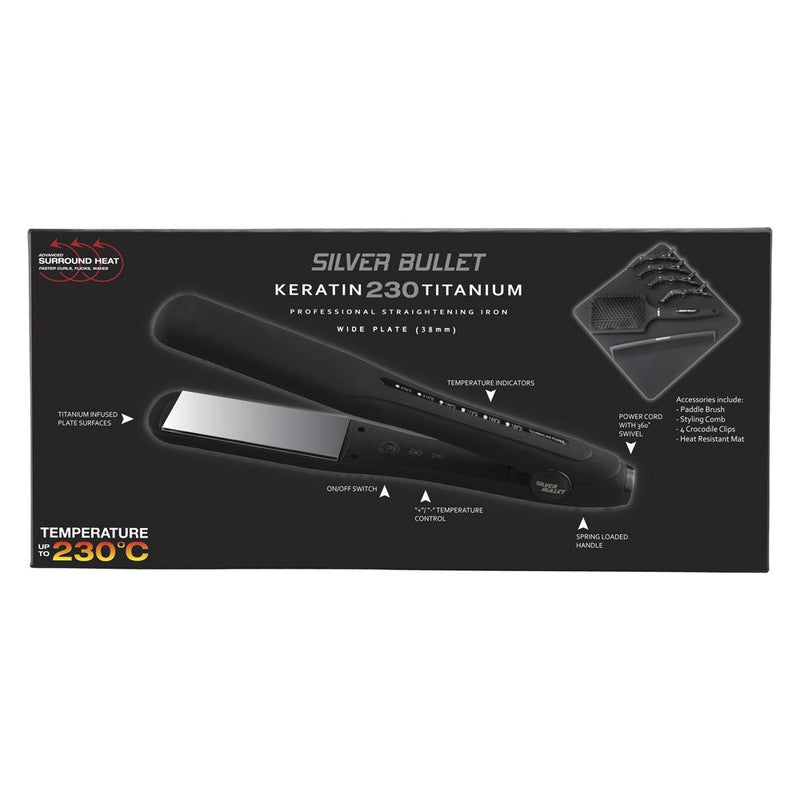 Load image into Gallery viewer, Silver Bullet Keratin 230 Titanium Hair Straightener - 38mm Wide Plate - Beautopia Hair &amp; Beauty
