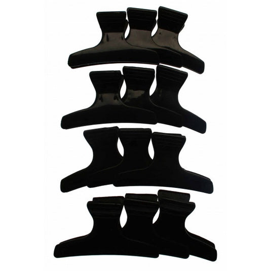 Santorini Butterfly Clips Black 12 pack