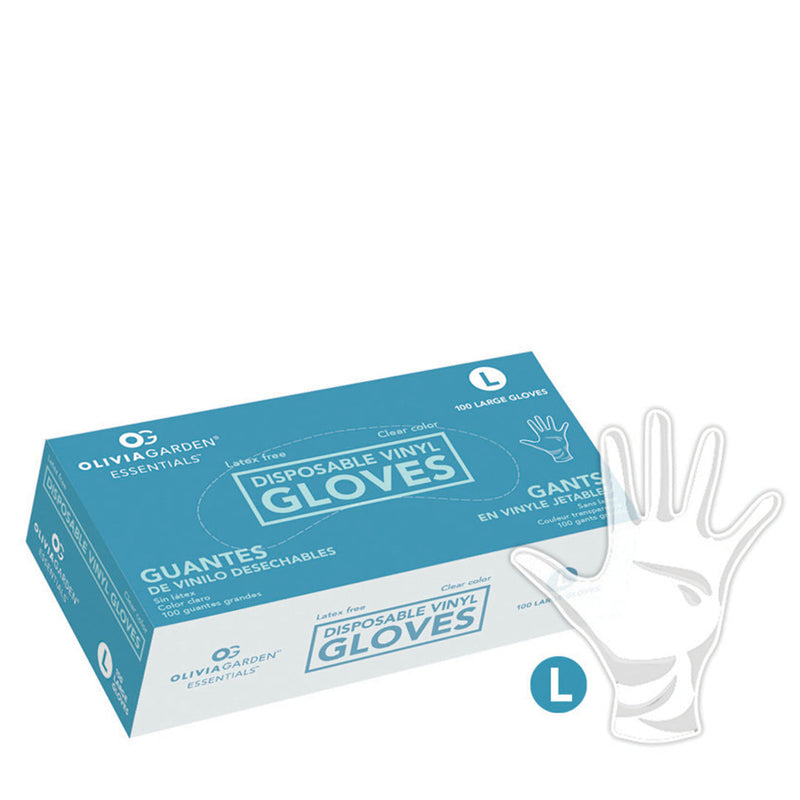 Load image into Gallery viewer, Olivia Garden Clear Vinyl Gloves Large 100 Pack
