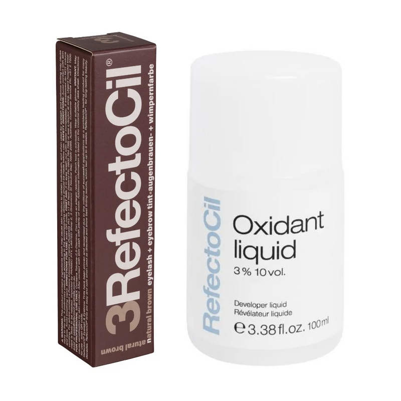 Load image into Gallery viewer, Refectocil Eyelash &amp; Eyebrow Tint Natural Brown 15ml &amp; Refectocil Liquid Oxidant 10vol Duo
