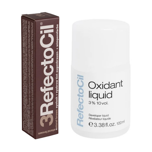 Refectocil Eyelash & Eyebrow Tint Natural Brown 15ml & Refectocil Liquid Oxidant 10vol Duo