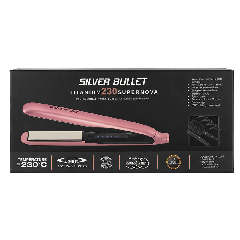 Load image into Gallery viewer, Silver Bullet Titanium 230 Supernova Touch Screen Hair Straightener Vintage Rose
