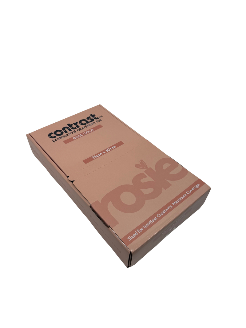 Load image into Gallery viewer, Contrast Professional Rose Gold Rosie Foil 15cm x 30cm 400pk pre-cut sheets 15 micron
