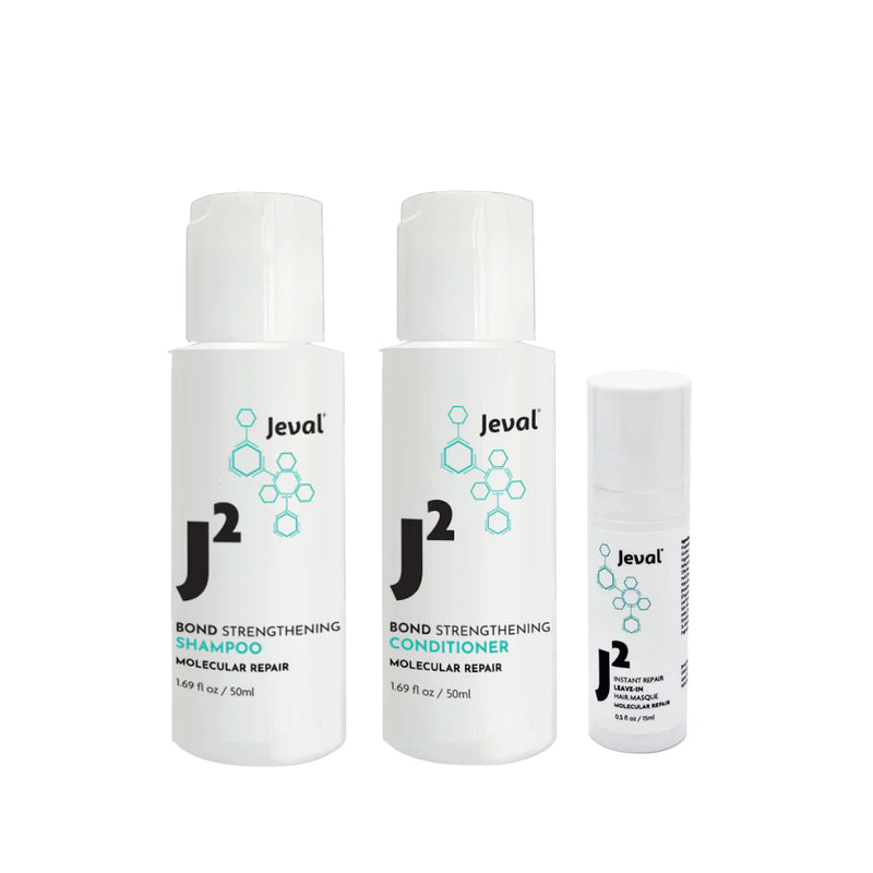 Load image into Gallery viewer, Jeval J2 Bond Strengthening Shampoo, Conditioner &amp; Masque Travel Size Trio
