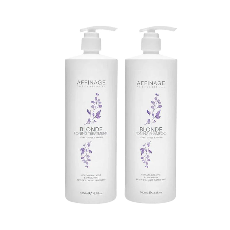 Load image into Gallery viewer, Affinage Blonde Toning Shampoo &amp; Treatment 1 Litre Duo
