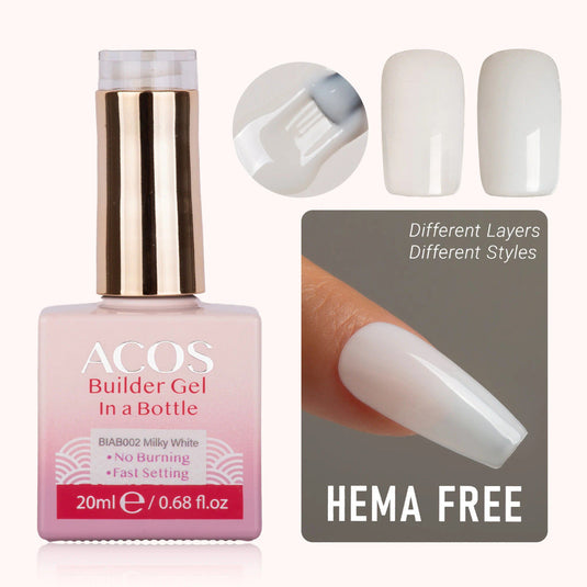Acos Hema Free Brush-on Builder Gel In A Bottle 002 Milky White 20ml