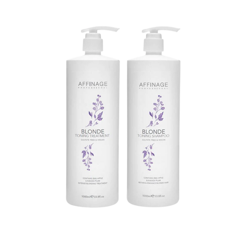 Load image into Gallery viewer, Affinage Blonde Toning Shampoo &amp; Treatment 1 Litre Duo

