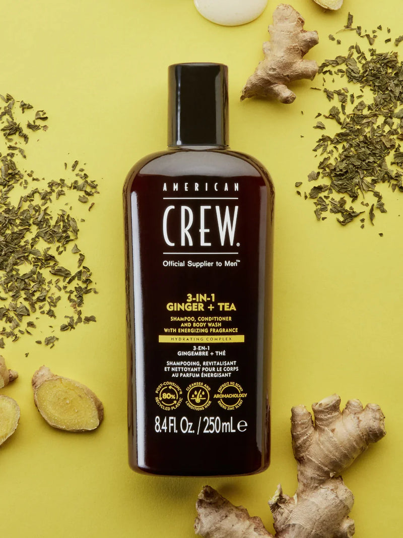 Load image into Gallery viewer, American Crew 3-In-1 Energizing Ginger + Tea Shampoo Conditioner and Body Wash 450ml
