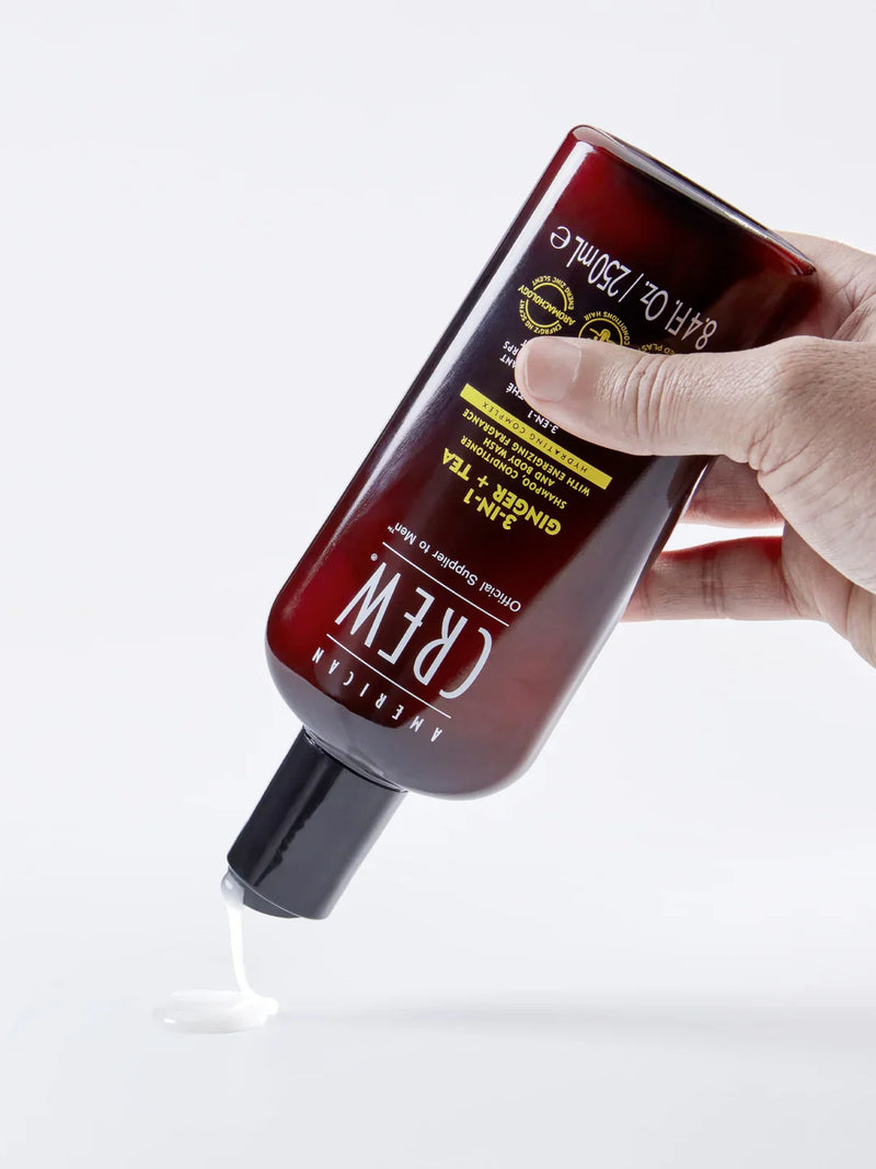 Load image into Gallery viewer, American Crew 3-In-1 Energizing Ginger + Tea Shampoo Conditioner and Body Wash 450ml
