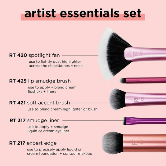 Real Techniques Artist Essentials Makeup Brush Set, 5 Piece