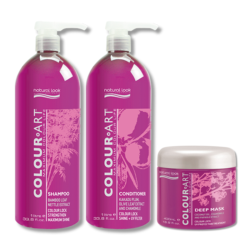Load image into Gallery viewer, Natural Look Colour Art Shampoo &amp; Conditioner 1 Litre &amp; Mask 400ml Trio - Beautopia Hair &amp; Beauty
