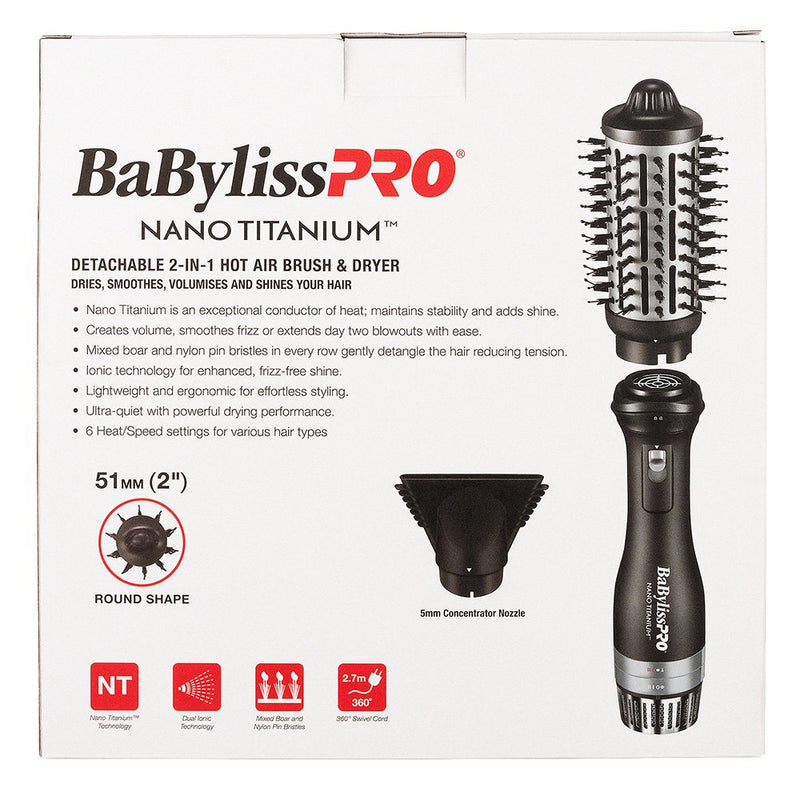 Load image into Gallery viewer, Babyliss Pro Nano Titanium Detachable 2 In 1 Hot Air Brush and Dryer
