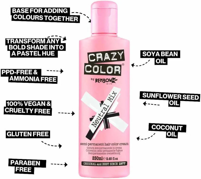 Load image into Gallery viewer, #Crazy Color Semi Permanent Hair Colour Creme Neutral Mix 250ml
