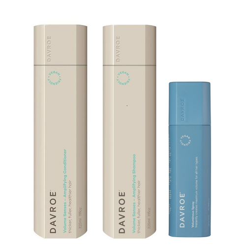 Davroe Volume Senses Amplifying Shampoo, Conditioner & Voluminous Spray Trio