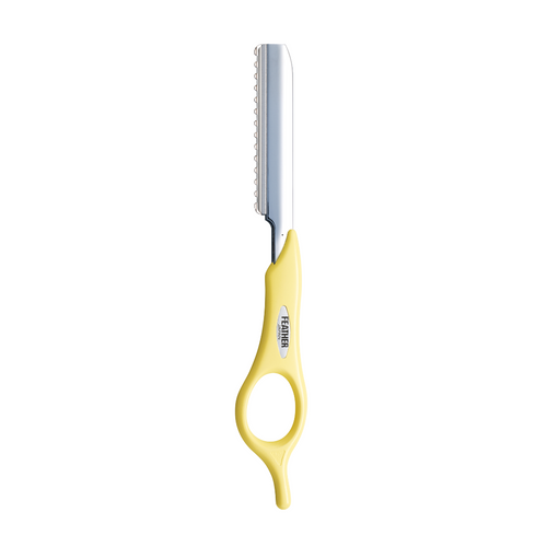 Feather Precision Short Handle Cutting & Styling Razor Cream Yellow