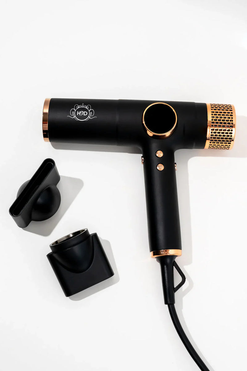 Load image into Gallery viewer, H2D Max Duo Pro Matte Black and Rose Gold Hair Straightener and Dryer Set
