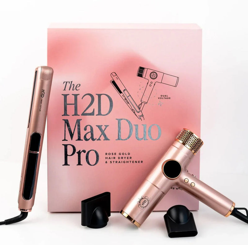 Load image into Gallery viewer, H2D Max Duo Pro Rose Gold Hair Straightener and Dryer Set
