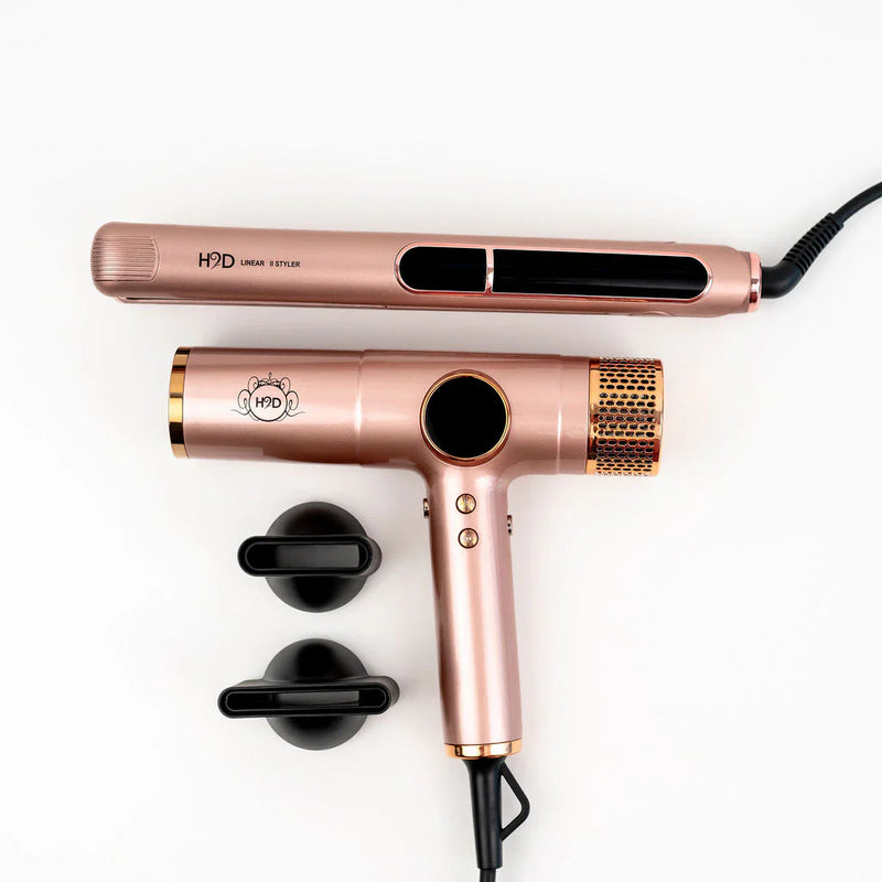 Load image into Gallery viewer, H2D Max Duo Pro Rose Gold Hair Straightener and Dryer Set
