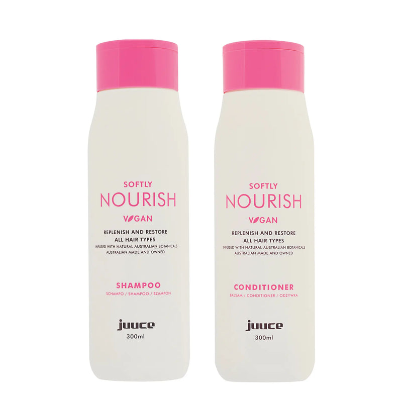 Load image into Gallery viewer, Juuce Softly Nourish Shampoo &amp; Conditioner 300ml Duo

