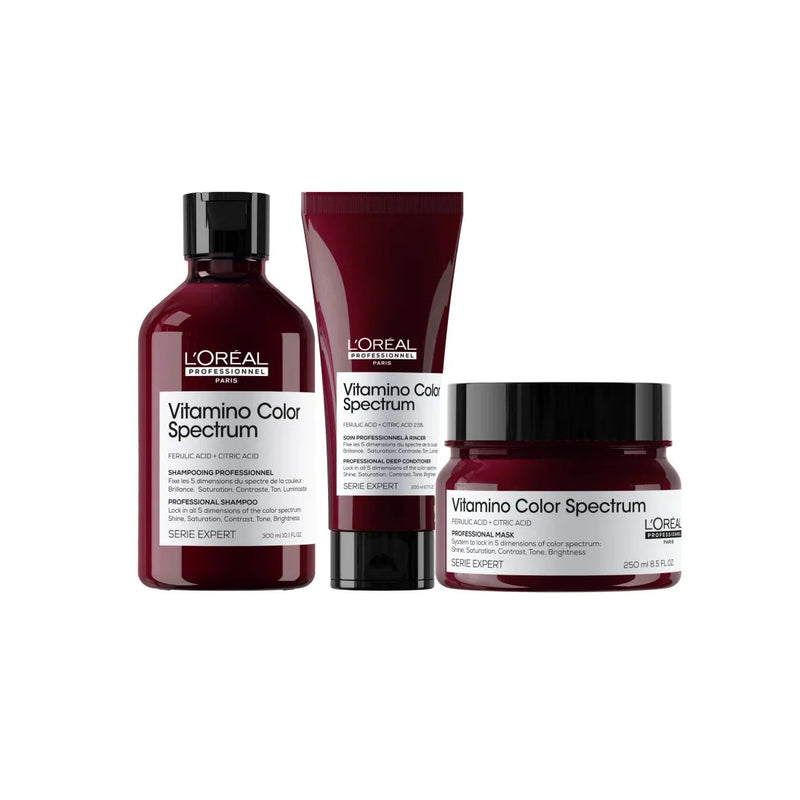 Load image into Gallery viewer, L&#39;oreal Professionnel Vitamino Color Spectrum Shampoo, Conditioner and Mask Trio
