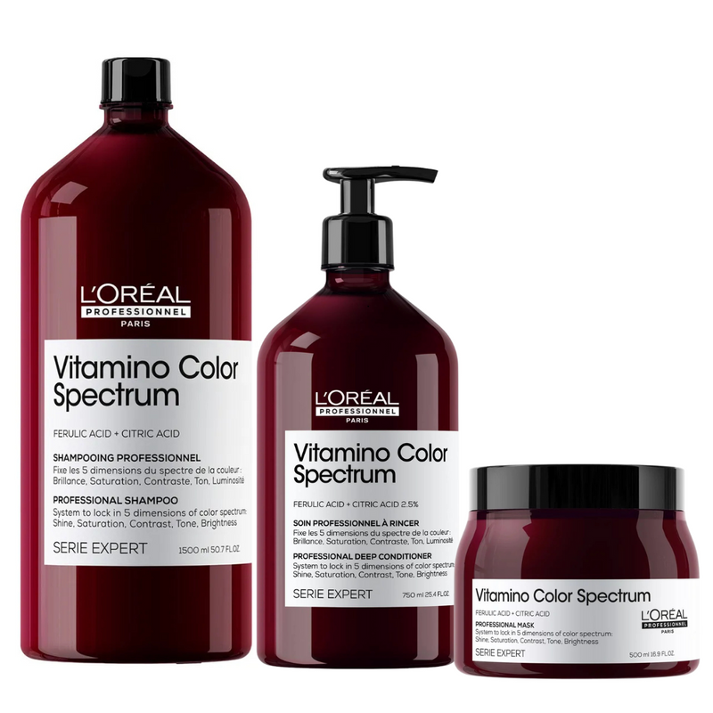 Load image into Gallery viewer, L'oreal Professionnel Vitamino Color Spectrum Shampoo, Conditioner and Mask Supersize Trio
