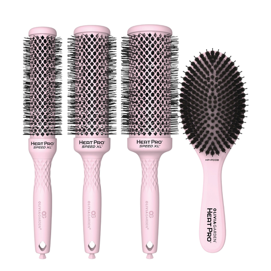 Olivia Garden Heat Pro Speed XL + Boar Combo Pastel Pink Bundle