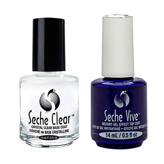 Seche Vive Instant Gel Effect Top Coat & Clear Crystal Clear Base Coat Duo