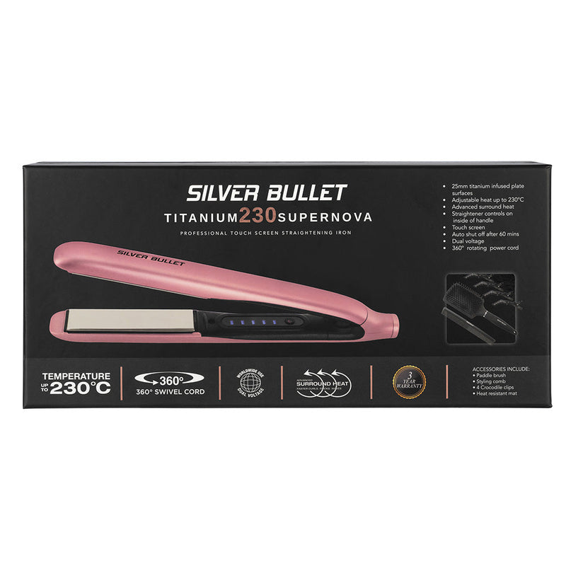 Load image into Gallery viewer, Silver Bullet Titanium 230 Supernova Touch Screen Hair Straightener Vintage Rose
