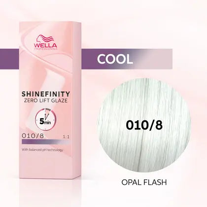 Load image into Gallery viewer, Wella Shinefinity 010/8 Lightest Blonde Pearl (Opal Flash) 60ml
