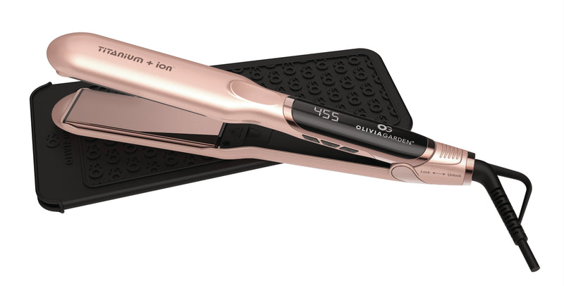 Load image into Gallery viewer, Olivia Garden Titanium + Ion Wide Plate Hair Straightener 38mm Rose Gold
