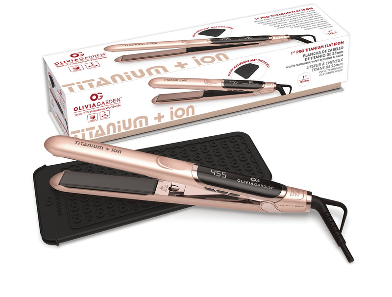 Load image into Gallery viewer, Olivia Garden Titanium + Ion Hair Straightener 25mm Rose Gold
