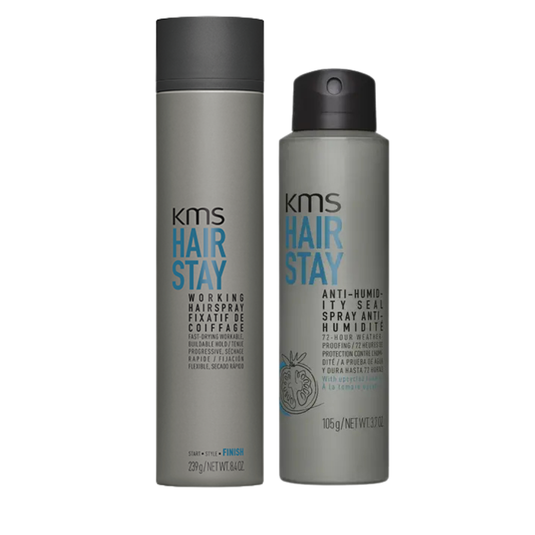 KMS Hair Stay Working Spray 300ml & Stay Anti Humidity Firm Finishing Spray 150ml Duo