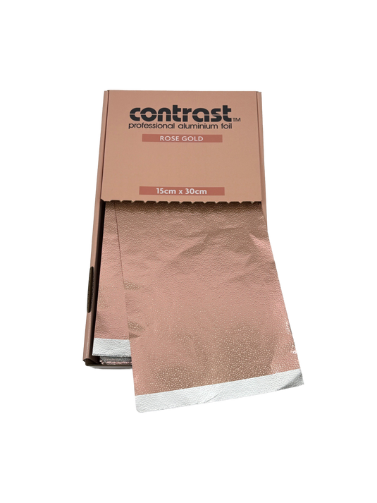 Contrast Professional Rose Gold Rosie Foil 15cm x 30cm 400pk pre-cut sheets 15 micron