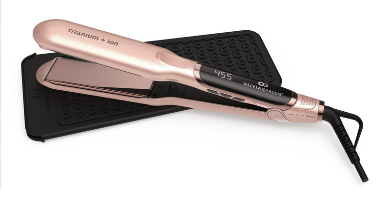 Load image into Gallery viewer, Olivia Garden Titanium + Ion Wide Plate Hair Straightener 38mm Rose Gold
