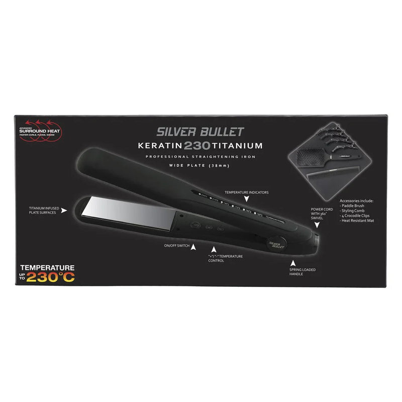 Load image into Gallery viewer, Silver Bullet Keratin 230 Titanium Hair Straightener 38mm Wide Plate
