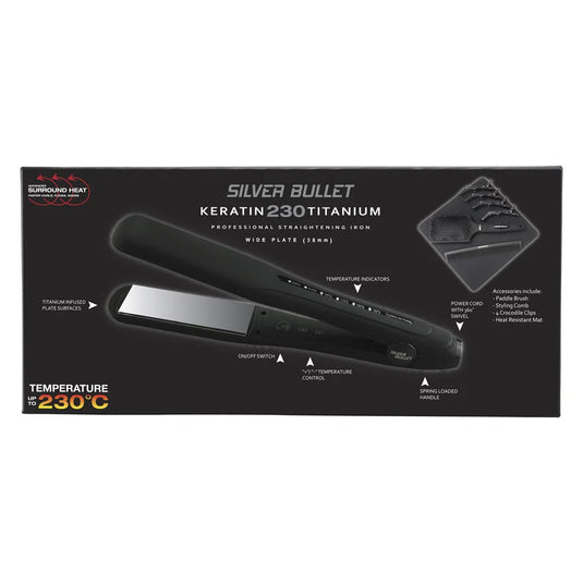 Silver Bullet Keratin 230 Titanium Hair Straightener 38mm Wide Plate