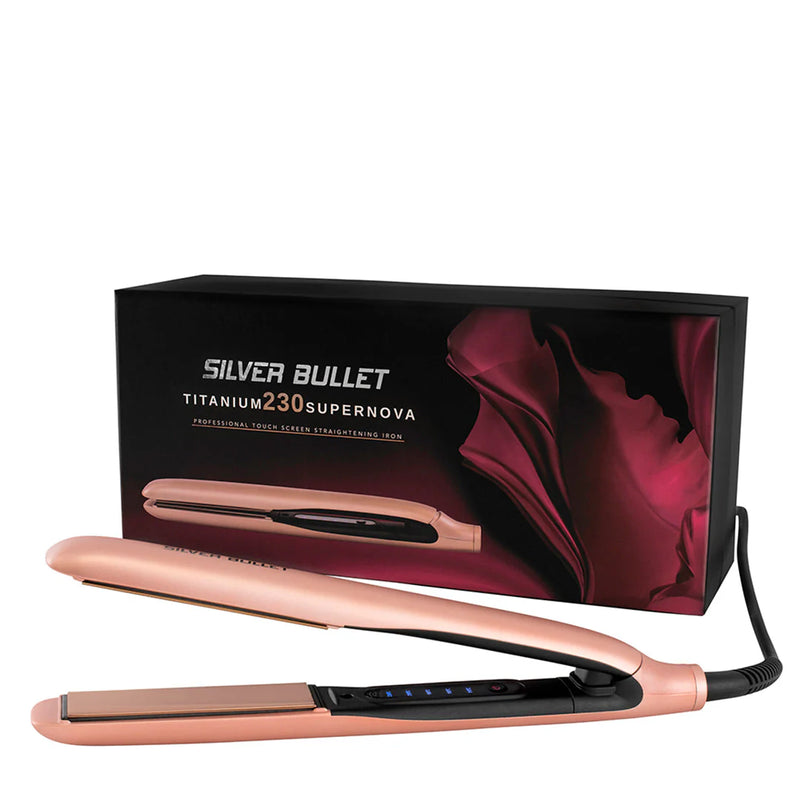 Load image into Gallery viewer, Silver Bullet Titanium 230 Supernova Touch Screen Hair Straightener Rose Gold
