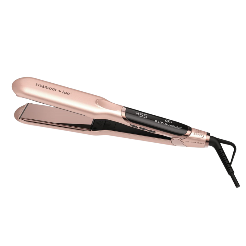 Load image into Gallery viewer, Olivia Garden Titanium + Ion Wide Plate Hair Straightener 38mm Rose Gold

