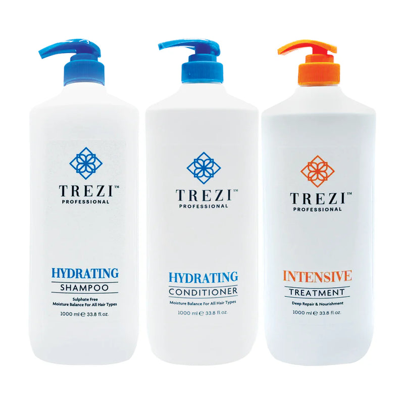 Load image into Gallery viewer, Trezi Hydrating Shampoo, Conditioner &amp; Intensive Treatment Trio 1 Litre
