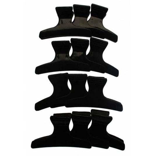 Santorini Butterfly Clips Black 12 pack