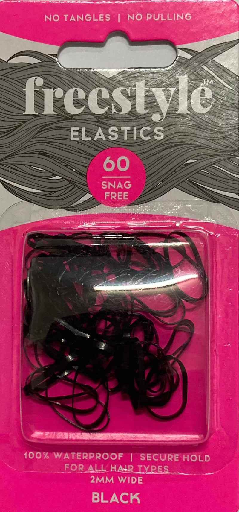 Load image into Gallery viewer, Freestyle Snag Free Hair Elastics Black 2mm Small 60pc

