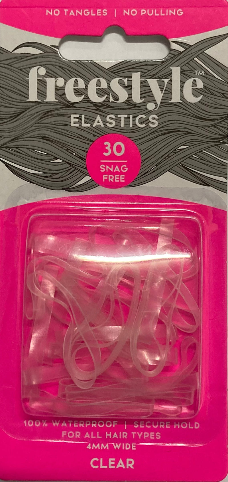 Load image into Gallery viewer, Freestyle Snag Free Hair Elastics Clear 4mm Large 30pc
