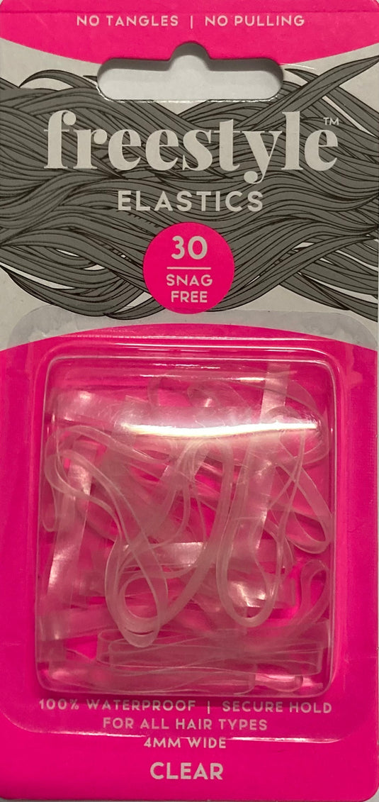 Freestyle Snag Free Hair Elastics Clear 4mm - 30 pc